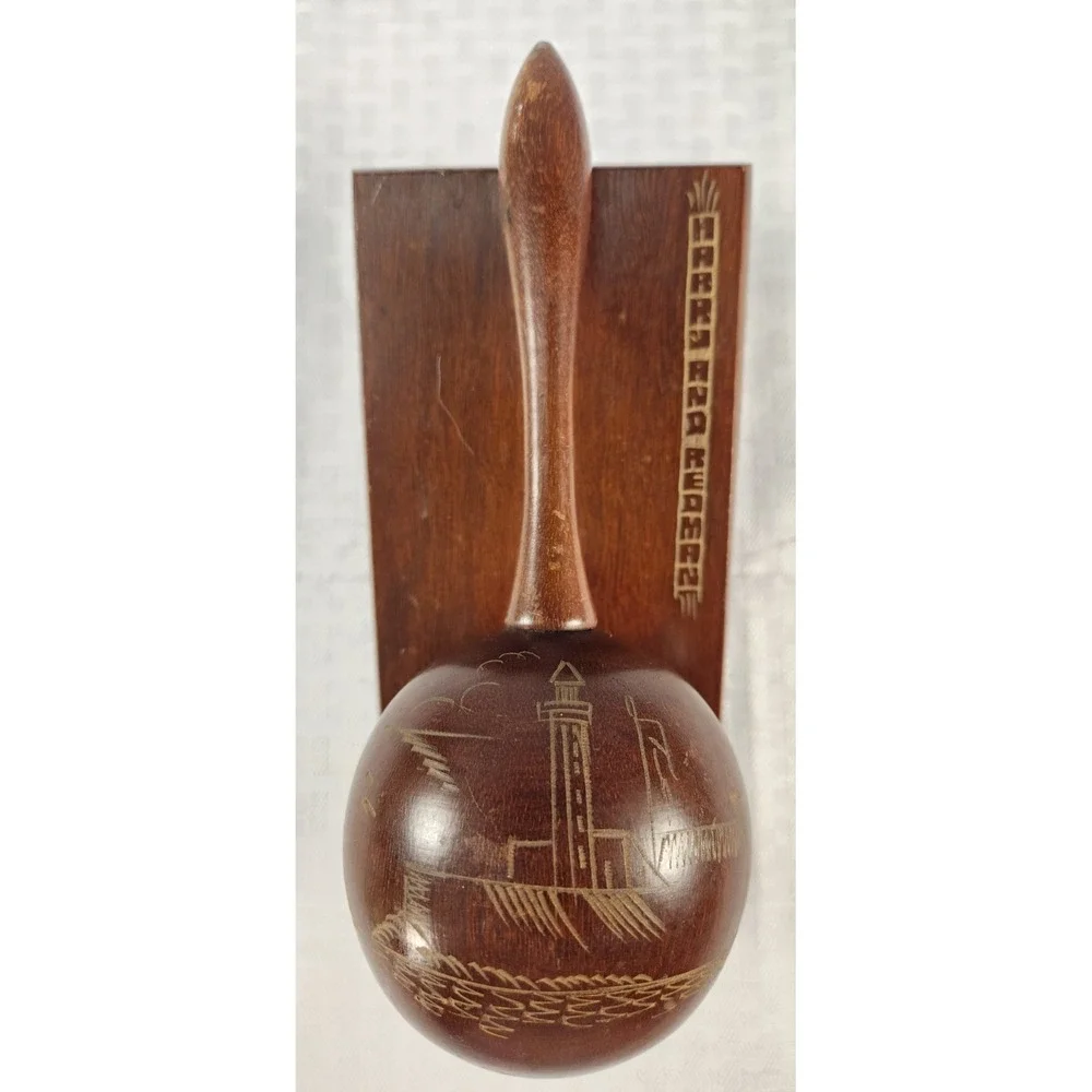Vintage Wooden Herrera Cuba Souvenir Bookend Wood Maraca Music